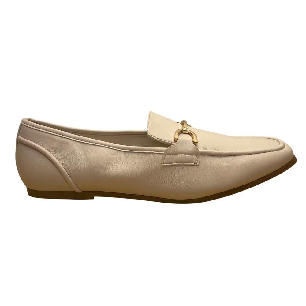 Cushionaire Women’s Cream Gold Snaffle Bit Memory Foam Loafers Size 9W